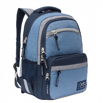 На картинке изображен Рюкзак школьный GRIZZLY RB-054-7 /2 blue Рюкзак школьный GRIZZLY RB-054-7 /2 blue