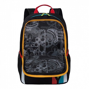 На картинке изображен Рюкзак школьный GRIZZLY RB-051-3 /1 black/red Рюкзак школьный GRIZZLY RB-051-3 /1 black/red