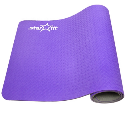 Гимнастический коврик для йоги, фитнеса Starfit FM-201 TPE purple/grey 173x61x0,6