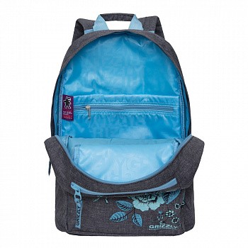 На картинке изображен Рюкзак школьный GRIZZLY RD-830-1 /6 jeans grey Рюкзак школьный GRIZZLY RD-830-1 /6 jeans grey