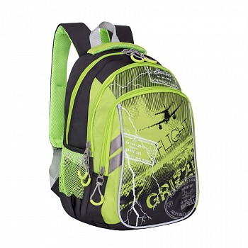Рюкзак школьный GRIZZLY RB-964-4 /1 black/light green