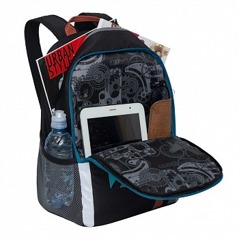 Рюкзак школьный GRIZZLY RB-051-3 /2 black/terracotta