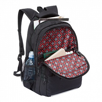 На картинке изображен Рюкзак школьный GRIZZLY RB-962-2 /1 black/green Рюкзак школьный GRIZZLY RB-962-2 /1 black/green
