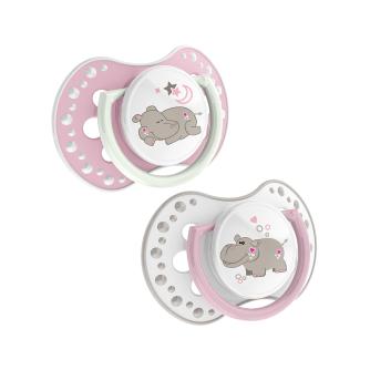 Набор Lovi Night&Day Пустышка силиконовая 3-6 мес 2шт + Держатель 0141 Girl
