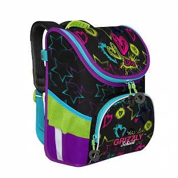 Рюкзак школьный GRIZZLY RAn-082-1 /1 black/purple