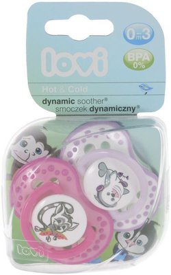 Пустышка силиконовая LOVI Hot&Cold симметричной формы, динамическая, 3-6 мес., 2 шт. (22/817)