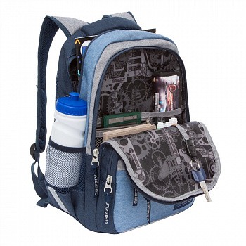 На картинке изображен Рюкзак школьный GRIZZLY RB-054-7 /2 blue Рюкзак школьный GRIZZLY RB-054-7 /2 blue