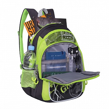 Рюкзак школьный GRIZZLY RB-964-4 /1 black/light green