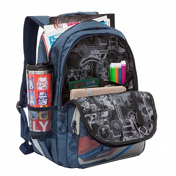 Рюкзак школьный GRIZZLY RB-054-2 /4 dark blue/grey