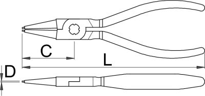 Съёмник внутренних стопорных колец с прямыми концами Unior 140 мм