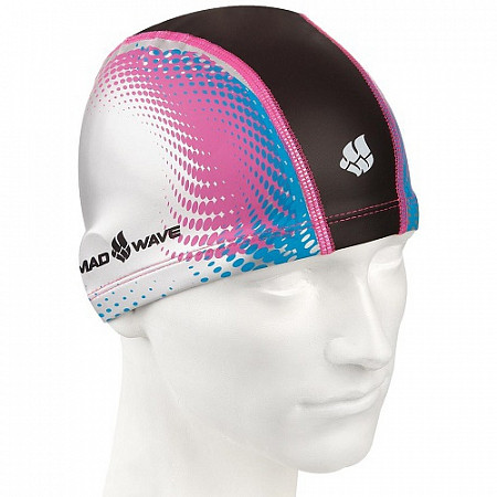 Шапочка для бассейна (плавания) взрослая Mad Wave PU Coated Dots blue