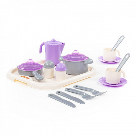 Игровой набор Полесье детской посуды Настенька с подносом на 2 персоны 3940