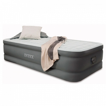 На картинке изображен Надувная кровать Intex Twin Premaire Elevated Airbed со встроенным насосом 64472 Надувная кровать Intex Twin Premaire Elevated Airbed со встроенным насосом 64472