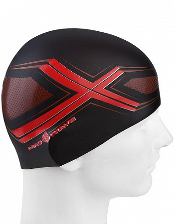 На картинке изображен Шапочка для бассейна (плавания) взрослая Mad Wave Silicone Printed Spyder black/red Шапочка для бассейна (плавания) взрослая Mad Wave Silicone Printed Spyder black/red