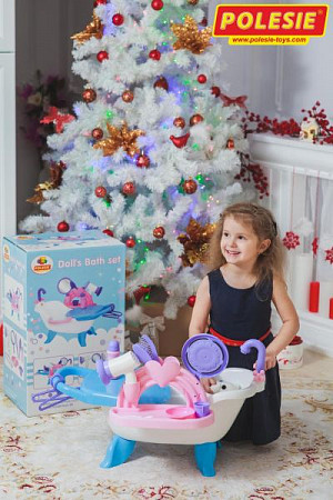 На картинке изображен Набор для купания кукол Полесье с аксессуарами 58607 Набор для купания кукол Полесье с аксессуарами 58607