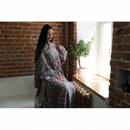 На картинке изображен Плед с рукавами Sleepy Original Сердца Плед с рукавами Sleepy Original Сердца