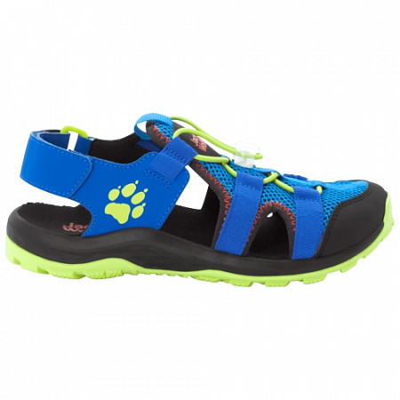 На картинке изображен Сандалии детские Jack Wolfskin Outdoor Action Sandal K blue / lime Сандалии детские Jack Wolfskin Outdoor Action Sandal K blue / lime