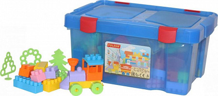 Конструктор Полесье Строитель 184 элемента в контейнере 50564