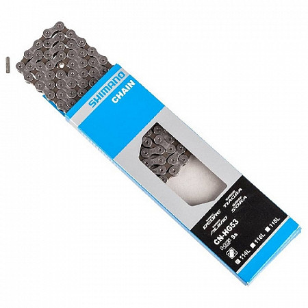 На картинке изображен Цепь Shimano Deore HG53 9 скоростей 116 звеньев ACNHG53C116 Цепь Shimano Deore HG53 9 скоростей 116 звеньев ACNHG53C116