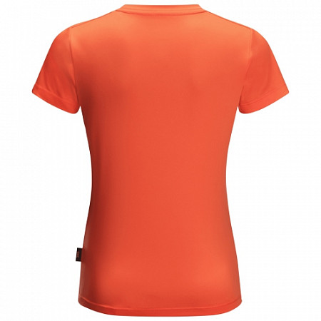 На картинке изображен Футболка детская Jack Wolfskin Wolf T Kids mango orange Футболка детская Jack Wolfskin Wolf T Kids mango orange