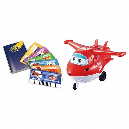 Игрушка Super Wings Джетт с пластиковыми карточками разных стран, свет, звук YW710410