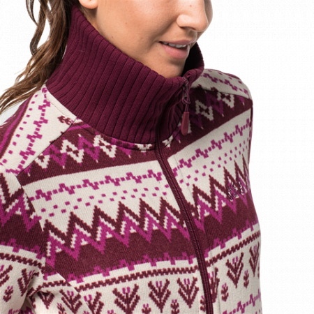Джемпер женский Jack Wolfskin Nordic Jacket Women garnet red all over
