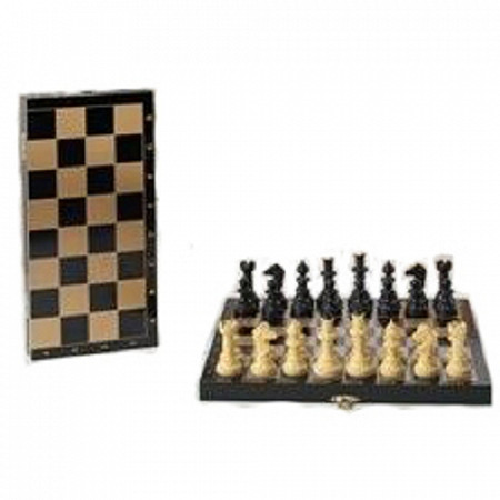 Шахматы обиходные пласмассовые black/gold 075-12