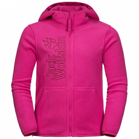 На картинке изображен Джемпер детский Jack Wolfskin Stony Peak Jacket Kids pink peony Джемпер детский Jack Wolfskin Stony Peak Jacket Kids pink peony