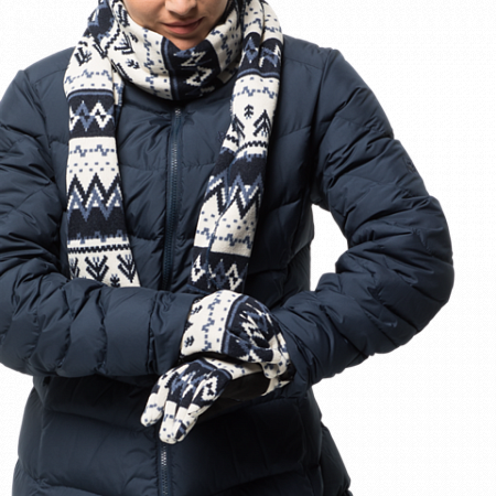 На картинке изображен Перчатки женские Jack Wolfskin Scandic Glove Women midnight blue all over Перчатки женские Jack Wolfskin Scandic Glove Women midnight blue all over