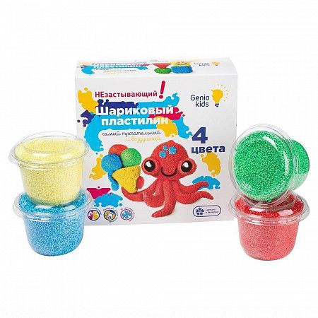 Набор для лепки Genio Kids-Art Шариковый пластилин 4 цвета незастывающий TA1804