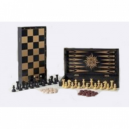 На картинке изображен Игра 3 в 1 малая Классика black/gold 085-12 Игра 3 в 1 малая Классика black/gold 085-12