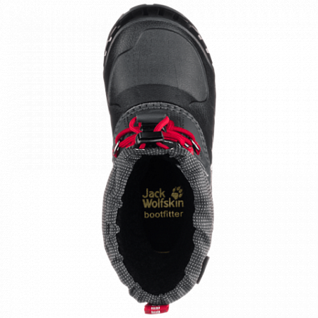 На картинке изображен Сапоги детские Jack Wolfskin Iceland Texapore High K black / red Сапоги детские Jack Wolfskin Iceland Texapore High K black / red