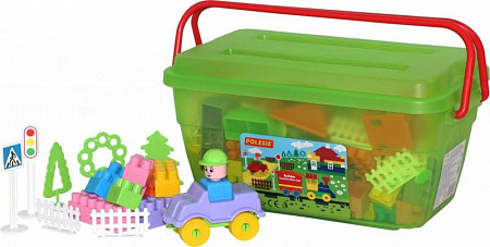 Конструктор Полесье Строитель 138 элементов в контейнере 50427