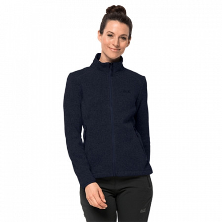 На картинке изображен Джемпер женский Jack Wolfskin Caribou Track Jacket W midnight blue Джемпер женский Jack Wolfskin Caribou Track Jacket W midnight blue