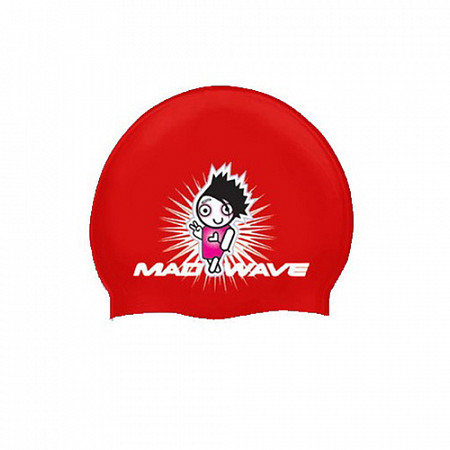 На картинке изображен Шапочка для бассейна (плавания) детская Mad Wave Cute Junior red Шапочка для бассейна (плавания) детская Mad Wave Cute Junior red