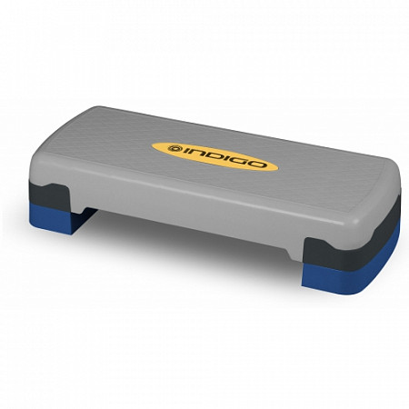 Степ-платформа Indigo для аэробики 2 уровня grey/blue