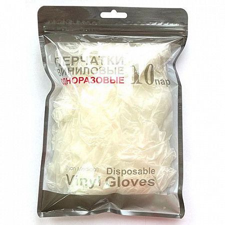 Перчатки виниловые одноразовые Zez Sport размер L в уп. по 20 шт. ST208