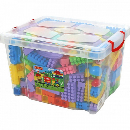 Конструктор Полесье Строитель 407 элементов в контейнере 53640