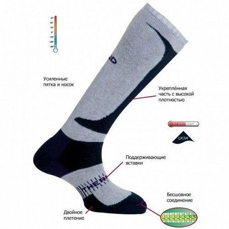 Гольфы Mund 328 K2 Stocking grey/blue