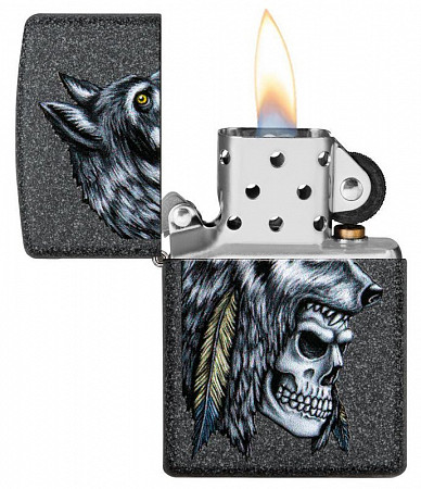 Зажигалка Zippo Wolf Skull Iron Stone 29863