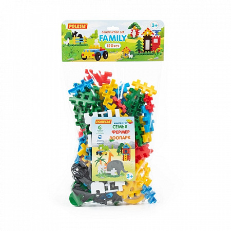 На картинке изображен Конструктор Полесье Семья 120 элементов в мешке 4833 Конструктор Полесье Семья 120 элементов в мешке 4833