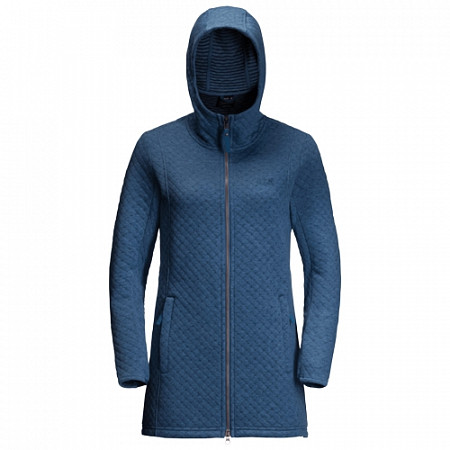 На картинке изображен Пальто женское Jack Wolfskin Mila Hooded Jacket W ocean wave Пальто женское Jack Wolfskin Mila Hooded Jacket W ocean wave