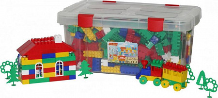 Конструктор Полесье Строитель 530 элементов в контейнере 52773