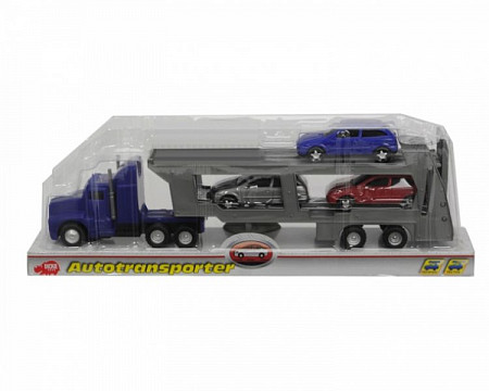 На картинке изображен Игрушка Dickie Toys Автовоз с 4 машинками 32 см (203414759) 1 шт. (в ассортименте) Игрушка Dickie Toys Автовоз с 4 машинками 32 см (203414759) 1 шт. (в ассортименте)