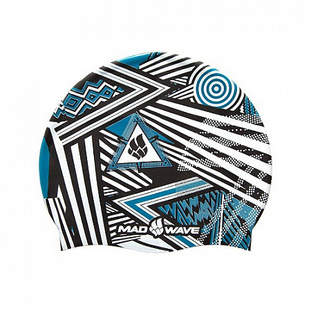 Шапочка для бассейна (плавания) взрослая Mad Wave Silicone Printed Stripes blue