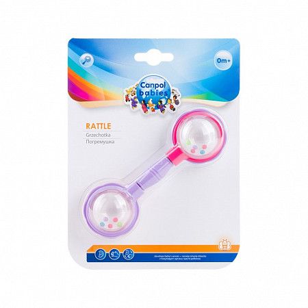 На картинке изображен Погремушка Canpol babies BARBELL 0м+ (2/606) pink Погремушка Canpol babies BARBELL 0м+ (2/606) pink