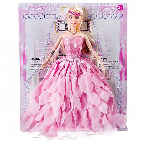 Кукла в розовом платье с оборками 726A2