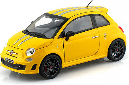 На картинке изображен Коллекционная машина Bburago Fiat Abarth 695 Tributo Ferrari (18-21070) yellow Коллекционная машина Bburago Fiat Abarth 695 Tributo Ferrari (18-21070) yellow