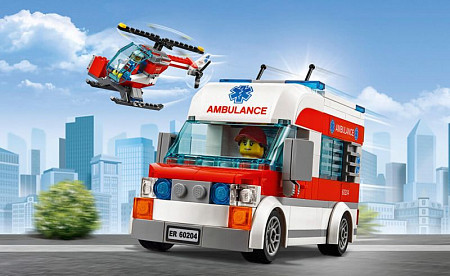 На картинке изображен Конструктор LEGO City Городская больница 60204 Конструктор LEGO City Городская больница 60204