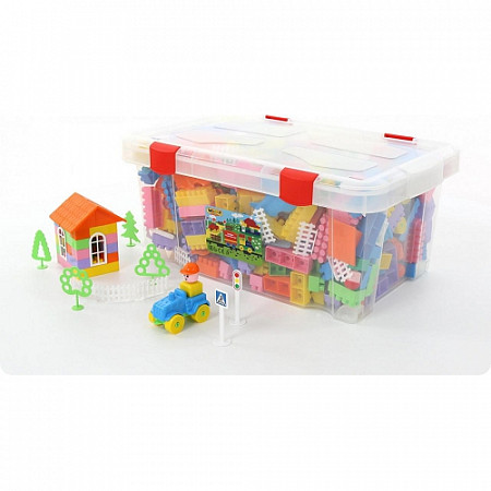 На картинке изображен Конструктор Полесье Строитель 505 элементов в контейнере 52803 Конструктор Полесье Строитель 505 элементов в контейнере 52803